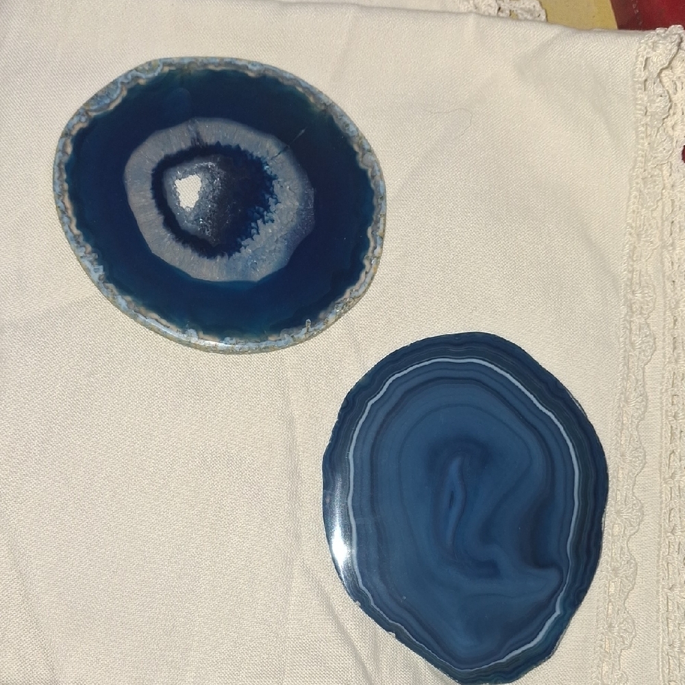 NWOT Beautiful Blue Agate Coasters Set Of 2